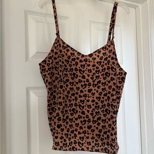 Spaghetti Strap Cami Top in Rust Leopard Print